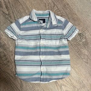 Kids Striped Button-Up Shirt - Blue and White